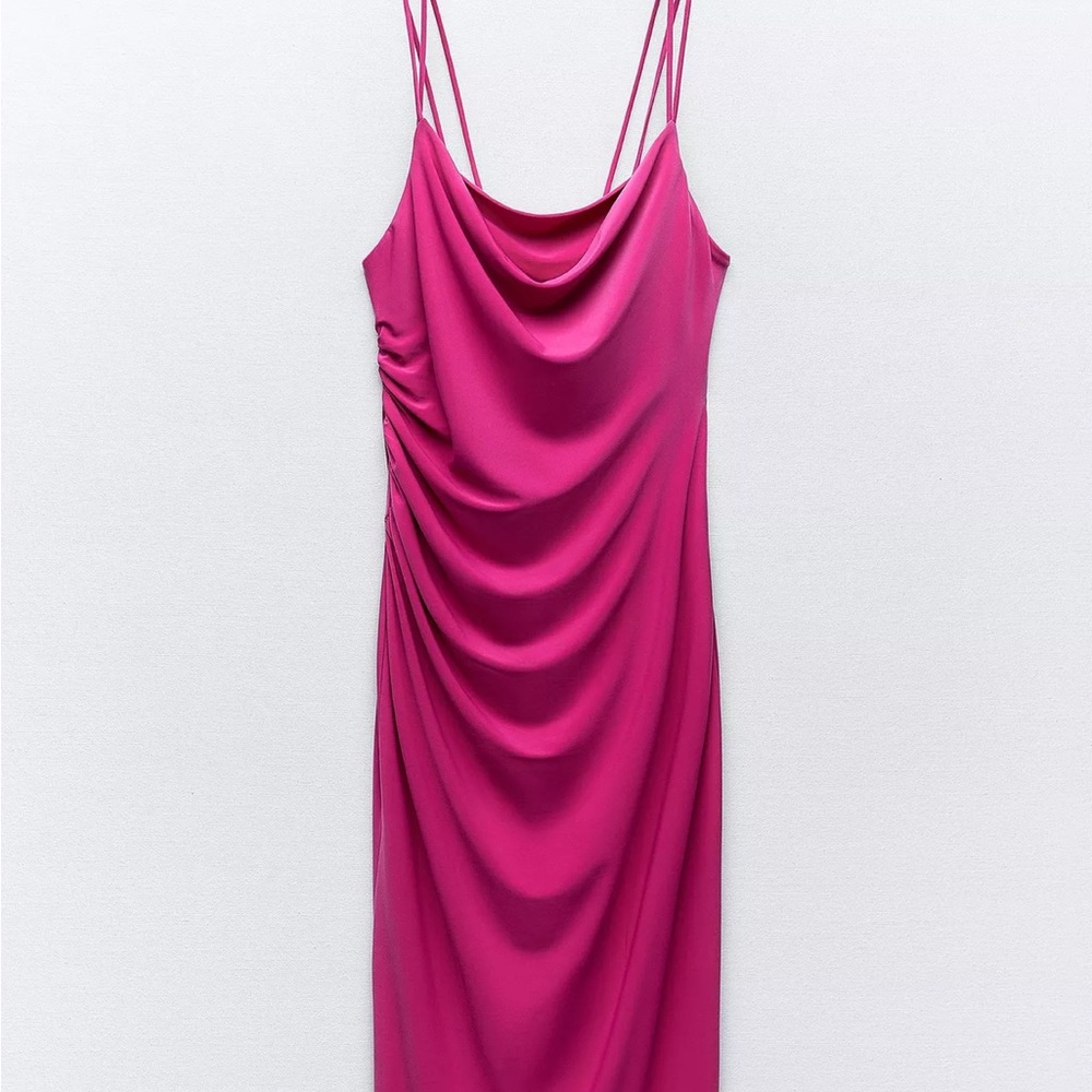 Zara Elegant Pink Draped Dress